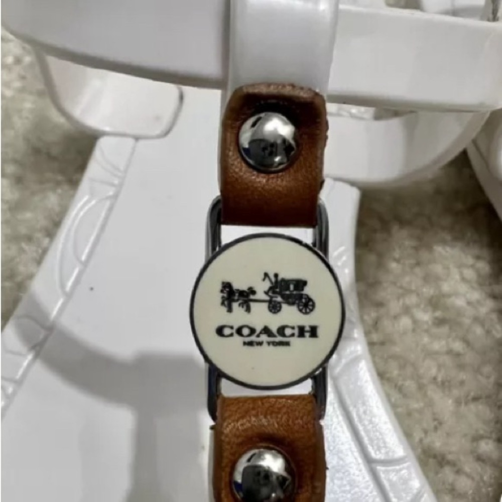 New Coach White T-Strap Womens Sandals - Picture 8 of 8